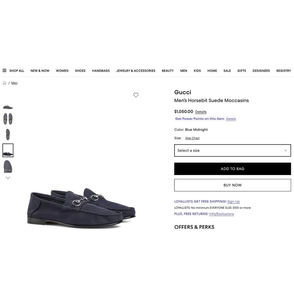 $1,090 GUCCI - Navy Blue Suede Unlined Venetian Loafers - US 9 (8.5G)